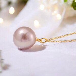 Artisan ✦ Edison Pearl Necklace ✦ Blush Pink Pendant on 14K Gold Over Sterling